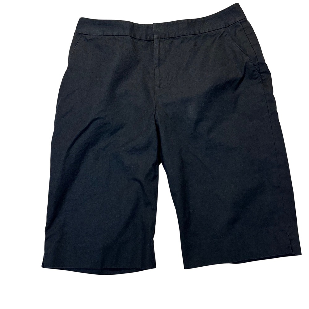 Lauren Ralph Lauren Bermuda Shorts Women 10 Black Preppy Coastal Cotton Twill‎